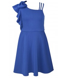 Bonnie Jean Royal Blue One Shoulder Scuba Dress